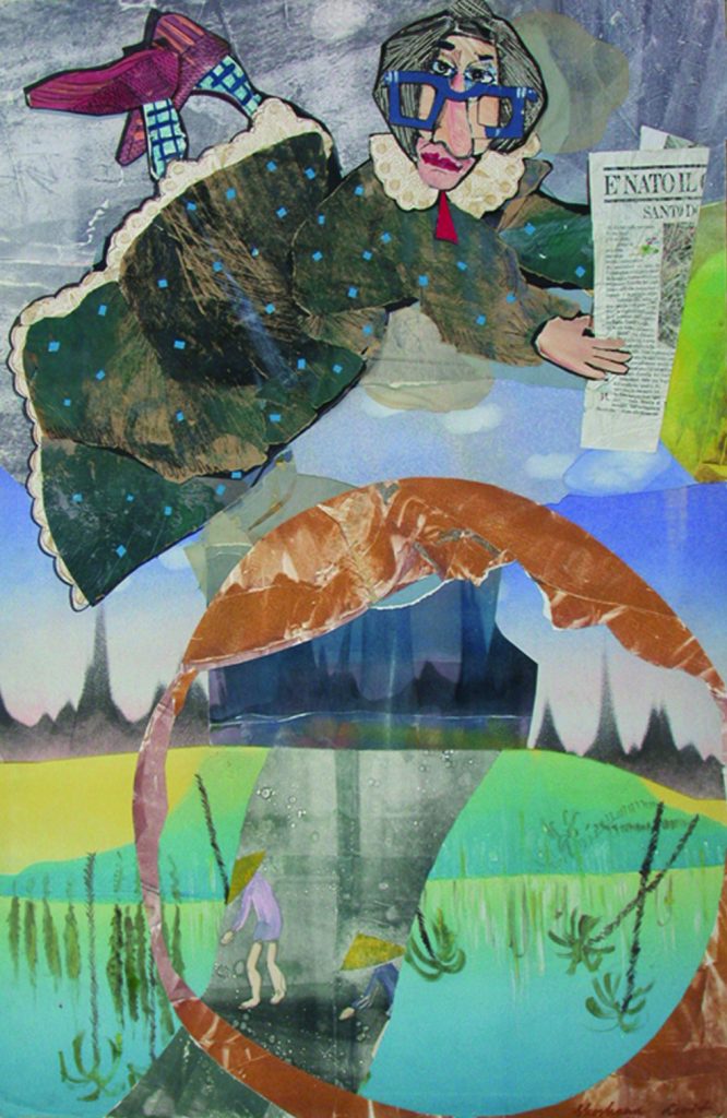 Flying, 98X68, oil on paper, collage, 1988