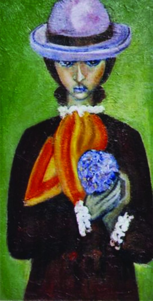 Girl with a flowers, 80X30, oil on canvas, 1968