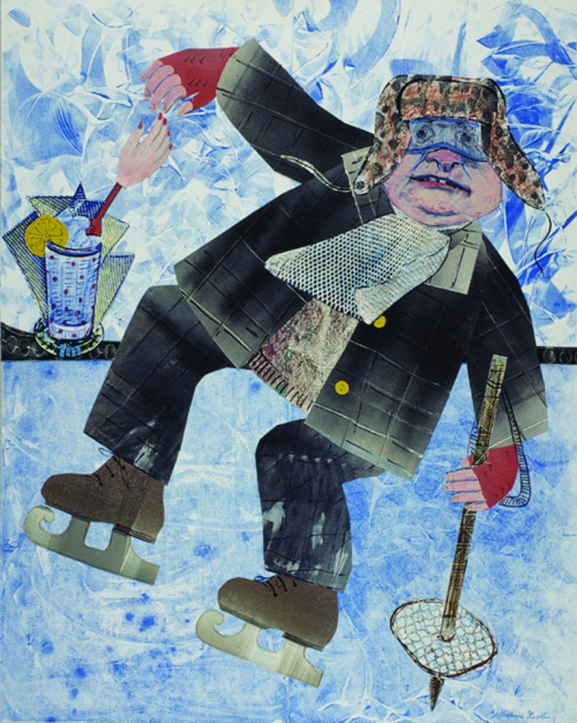 Ice, 100X70, oil on paper, collage, 1988