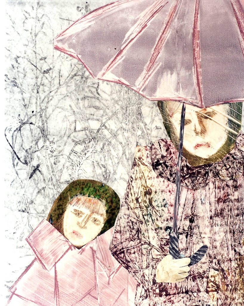 Rainy day, 70X100, oil on paper, collage, 1988