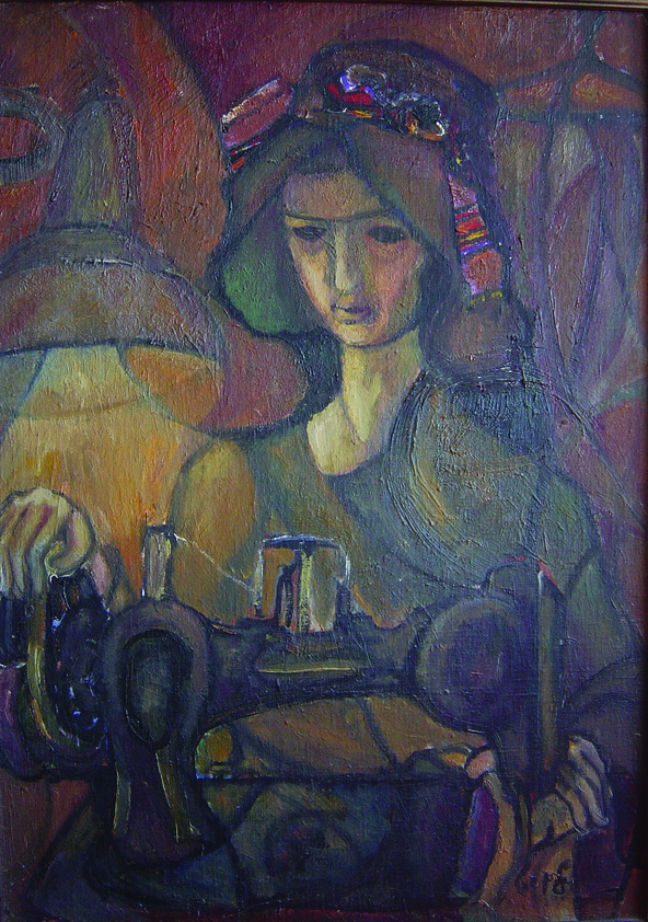 Sewing woman, 50X35, oil on canvas, 1988