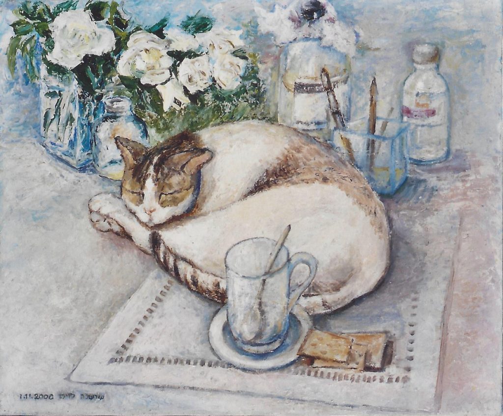 Sleepy cat, 50X60, oil on canvas, 2003