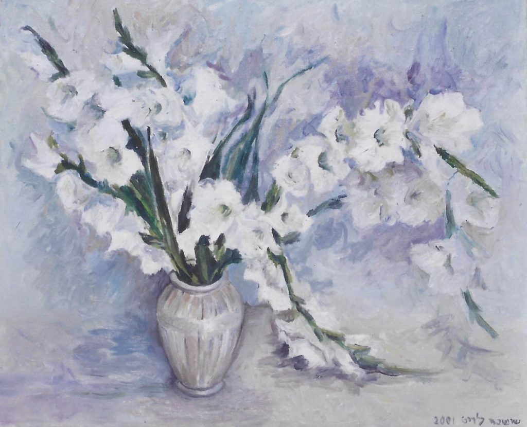White gladiolus bouquet, 50X60, oil on canvas, 2001