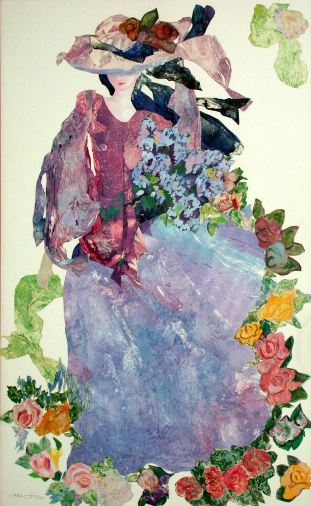 Muze, collage, 120X78, oil on paper, collage, 1997