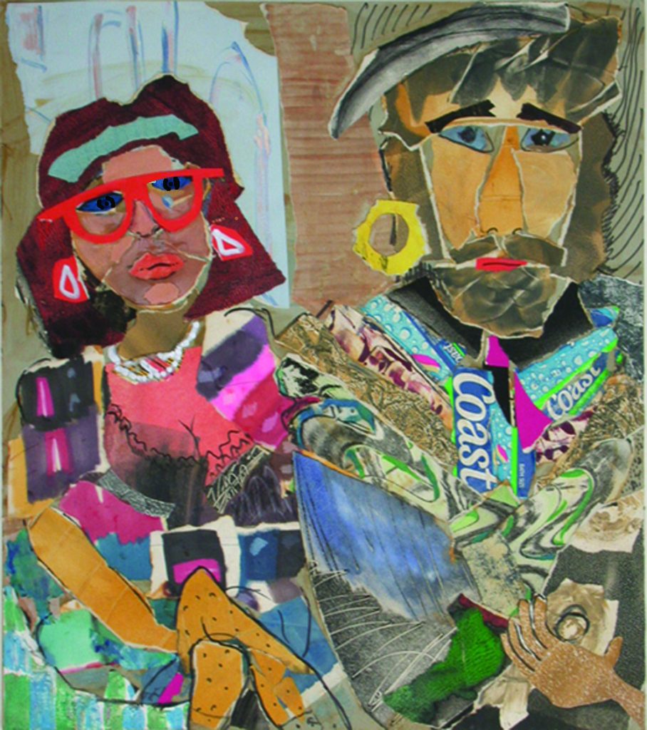 New York couple 1, 76X65, oil on paper, collage,1990