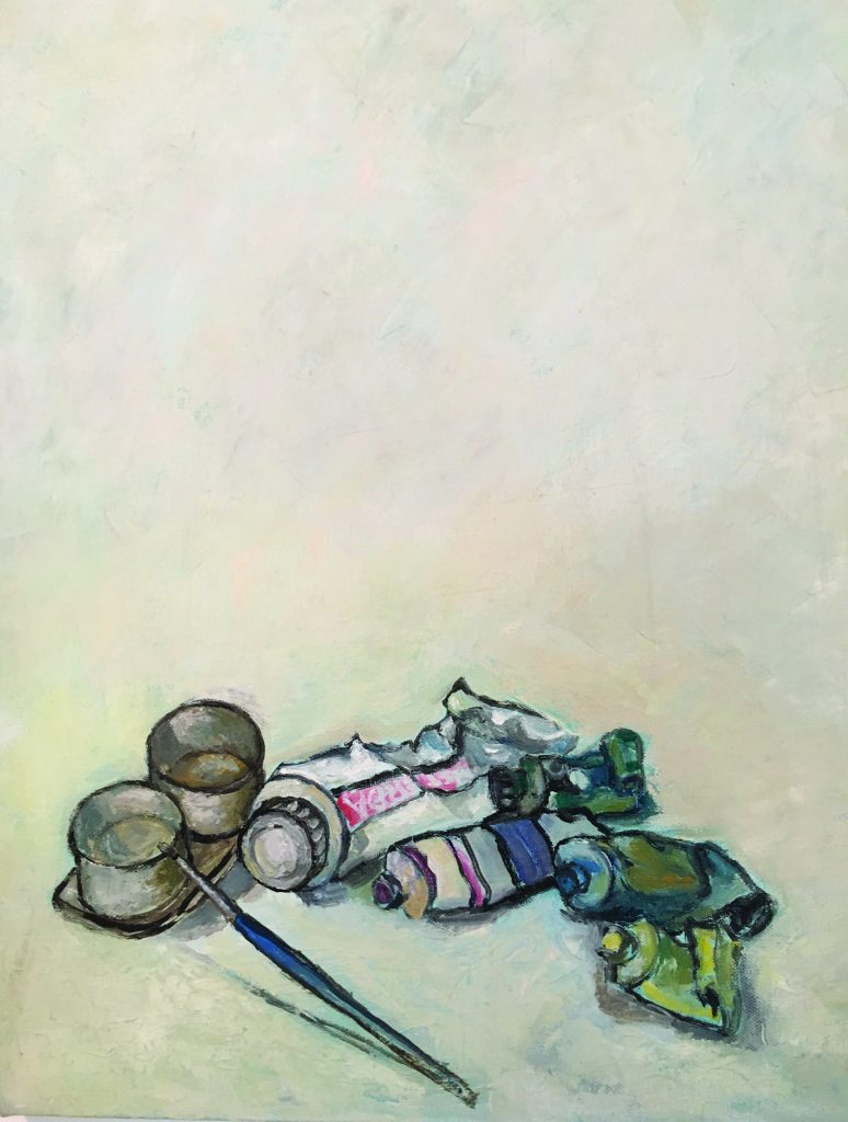 Still life 1 in studio, 50X30, oil on canvas, 2001